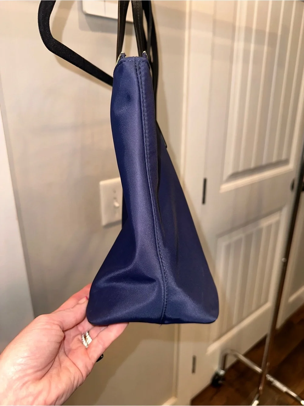 Kate Spade Navy Blue Canvas‎ Tote Bag Purse with Black Handles